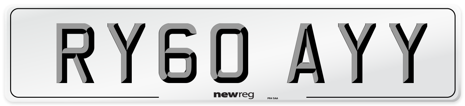 RY60 AYY Number Plate from New Reg